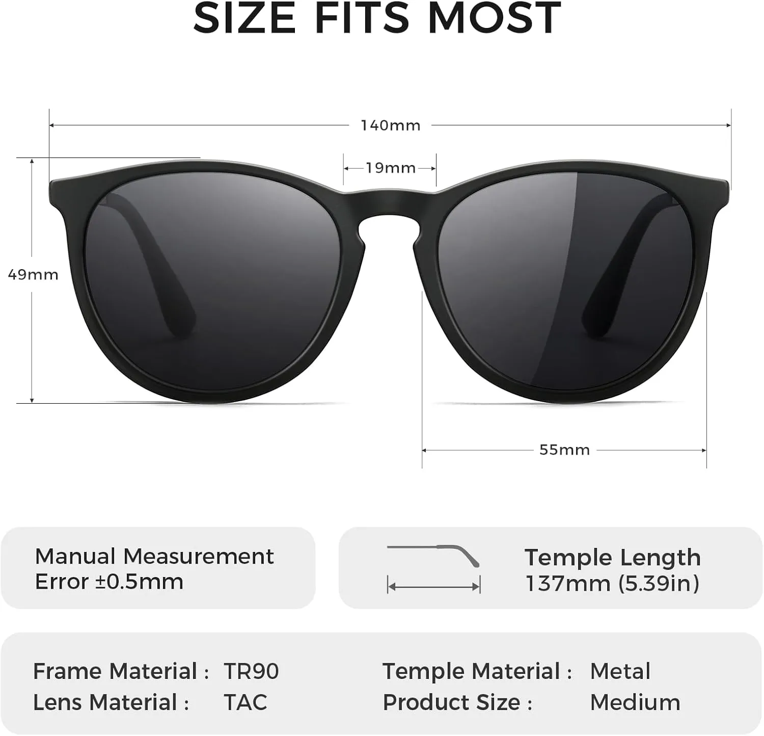 SUNGAIT Vintage Round Sunglasses for Women Men Classic Retro Designer Style