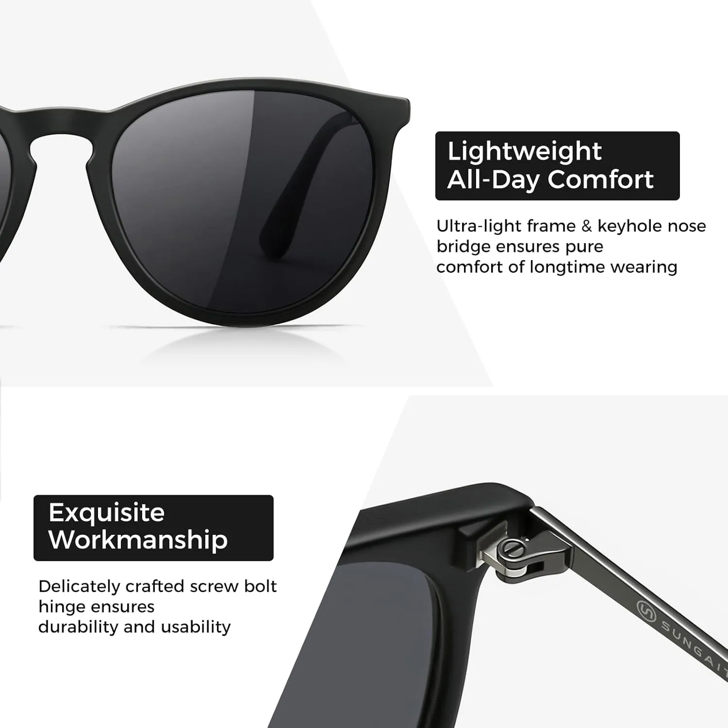 SUNGAIT Vintage Round Sunglasses for Women Men Classic Retro Designer Style