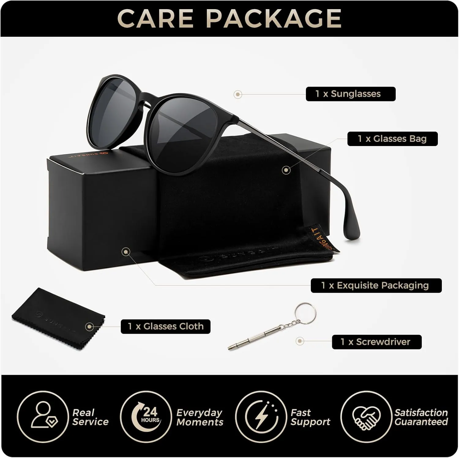 SUNGAIT Vintage Round Sunglasses for Women Men Classic Retro Designer Style