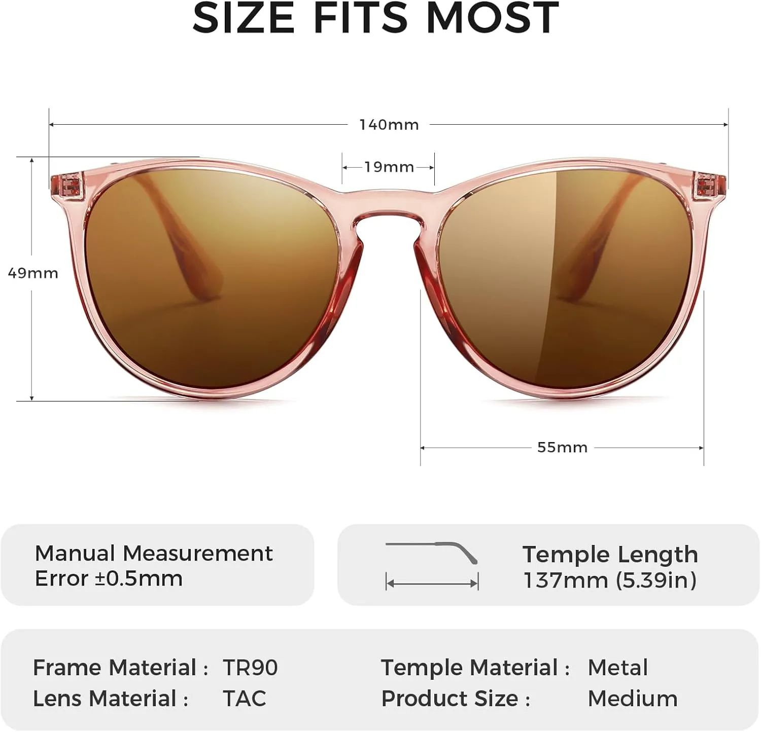 SUNGAIT Vintage Round Sunglasses for Women Men Classic Retro Designer Style