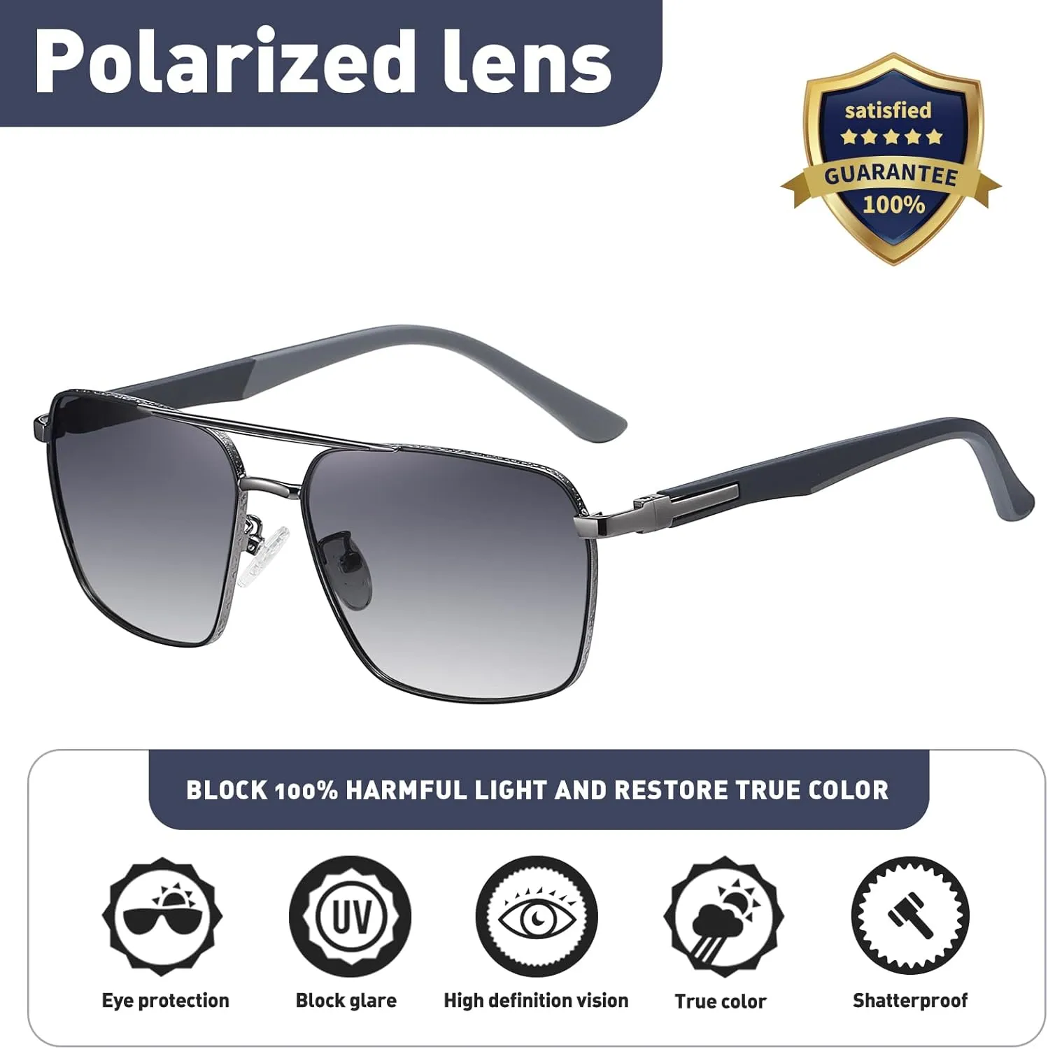 Sunglasses for Men Women Trendy Polarized Sunglasses UV400 Fashion SunGlasses Aviator Sunglasses for Driving Fishing