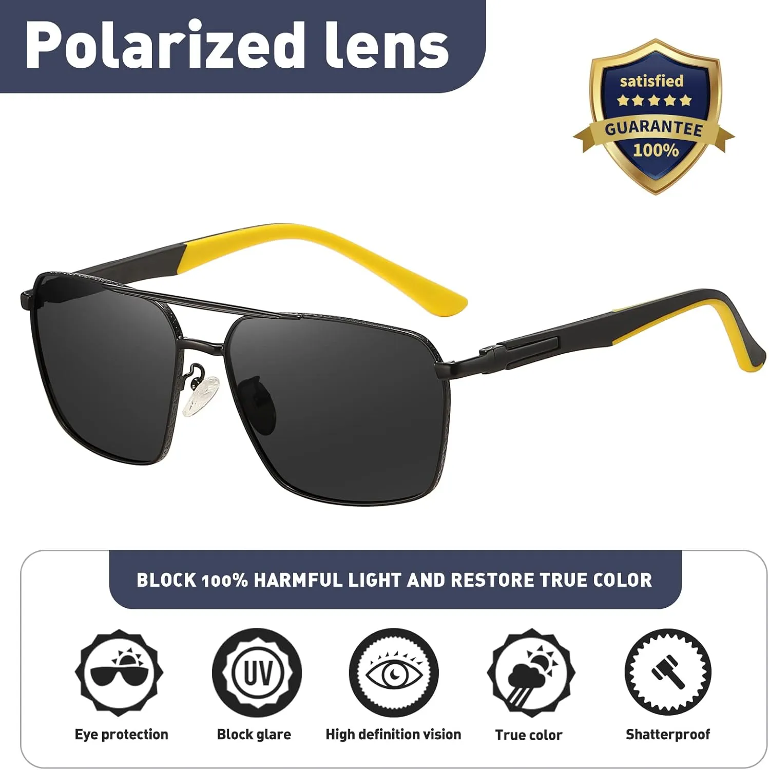 Sunglasses for Men Women Trendy Polarized Sunglasses UV400 Fashion SunGlasses Aviator Sunglasses for Driving Fishing