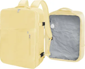 SUOCO Travel Vacuum Backpack, 60L Seal Compression Air Vac Bag Back Pack with Travel Pump, Carry On Suitcase Luggage Flight Approved for Men Women Personal Item, Beige
