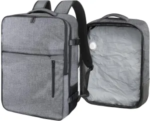 SUOCO Travel Vacuum Backpack, 60L Seal Compression Air Vac Bag Back Pack with Travel Pump, Carry On Suitcase Luggage Flight Approved for Men Women Personal Item, Grey