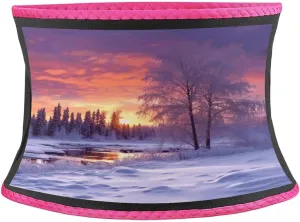 Sweat Waist Trainer Belt, Winter Landscape Print Adjustable & Breathable Ab Belt for Men & Women Ideal for Gym, Jogging, Yoga Pink