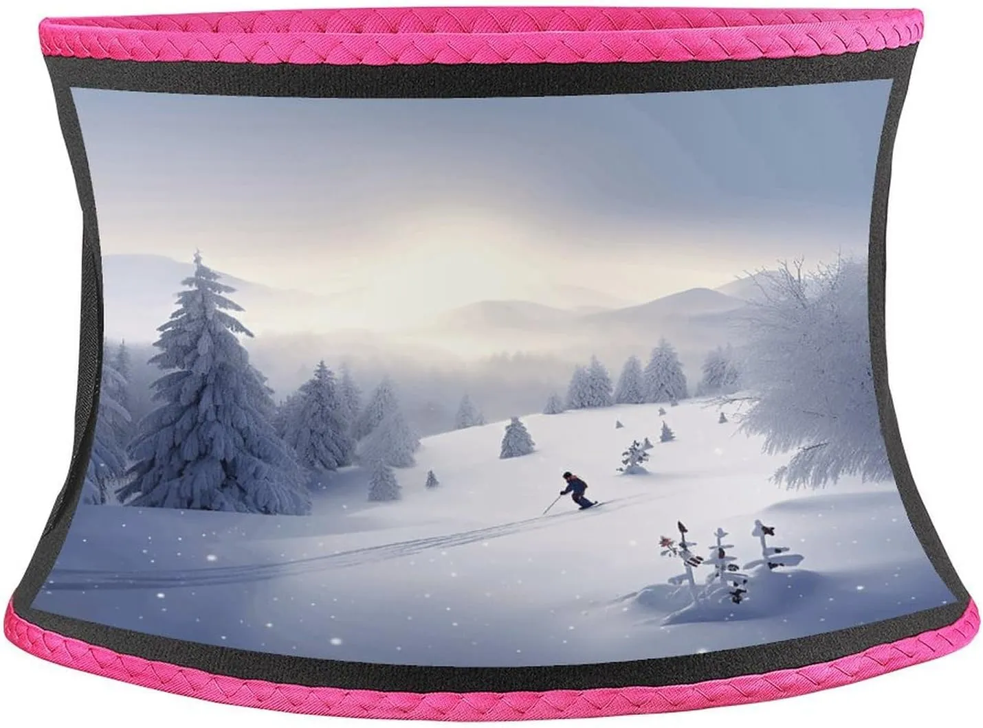 Sweat Waist Trainer Belt, Winter Skiing Print Adjustable & Breathable Ab Belt for Men & Women Ideal for Gym, Jogging, Yoga Pink