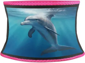 Sweat Waist Trainer Belt, Winter The Dolphin Print Adjustable & Breathable Ab Belt for Men & Women Ideal for Gym, Jogging, Yoga Pink