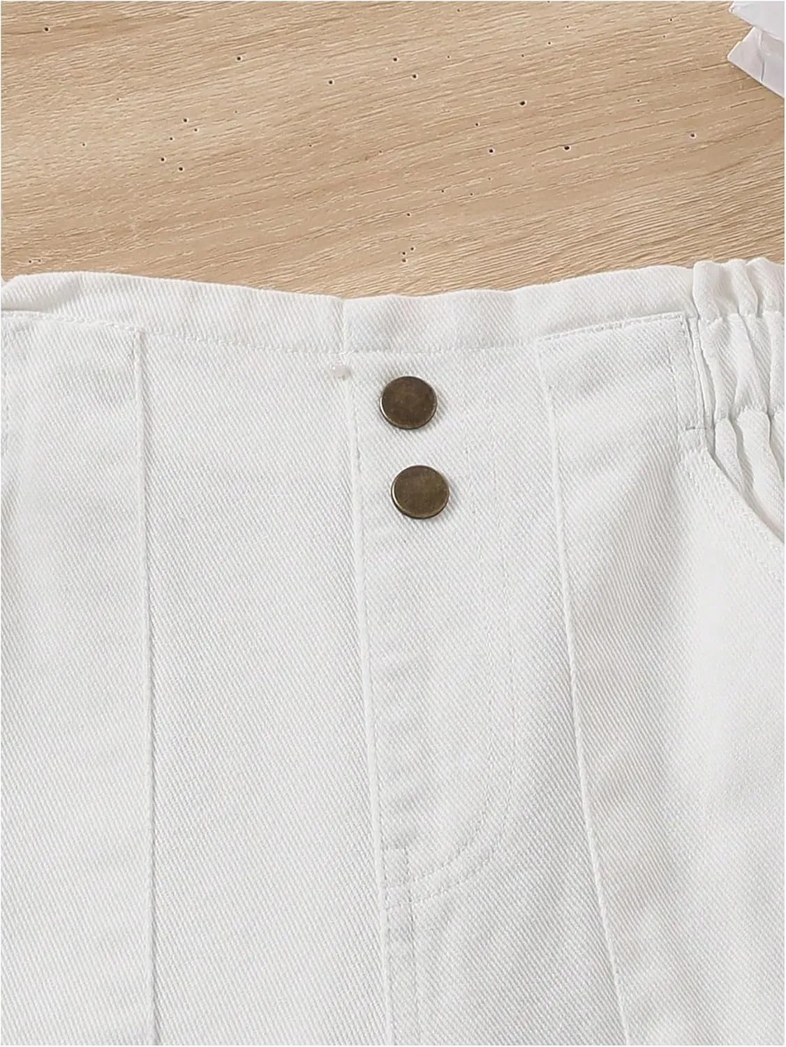 SweatyRocks Girl's Casual Elastic High Waist Wide Leg Jeans Button Front Pockets Denim Pants