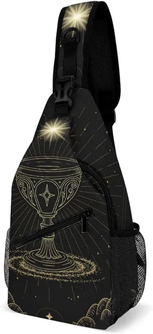 Symbolic-cup-print Sling Bag Crossbody Chest Bag Shoulder Bag For Travel Hiking Cycling Camping