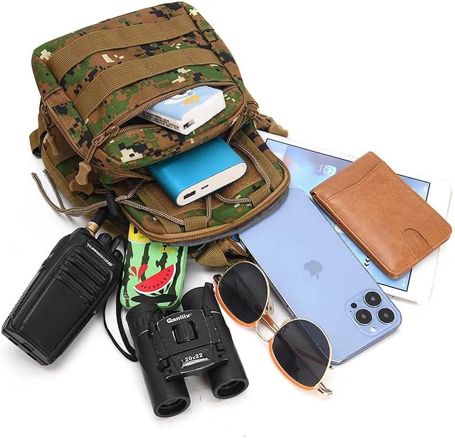 Tactical Backpack, Waterproof Military Cross-body Molle Sling Shoulder Backpack Chest Bag for Outdoor Every Day Carry Black Camo