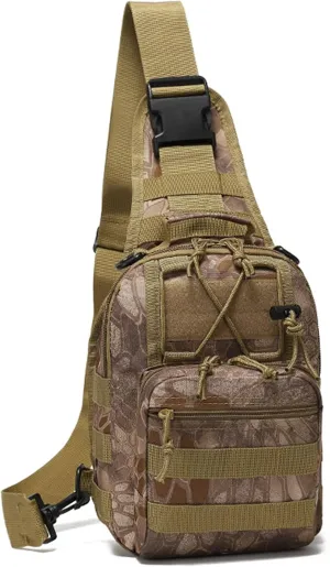 Tactical Backpack, Waterproof Military Cross-body Molle Sling Shoulder Backpack Chest Bag for Outdoor Every Day Carry Khaki CP