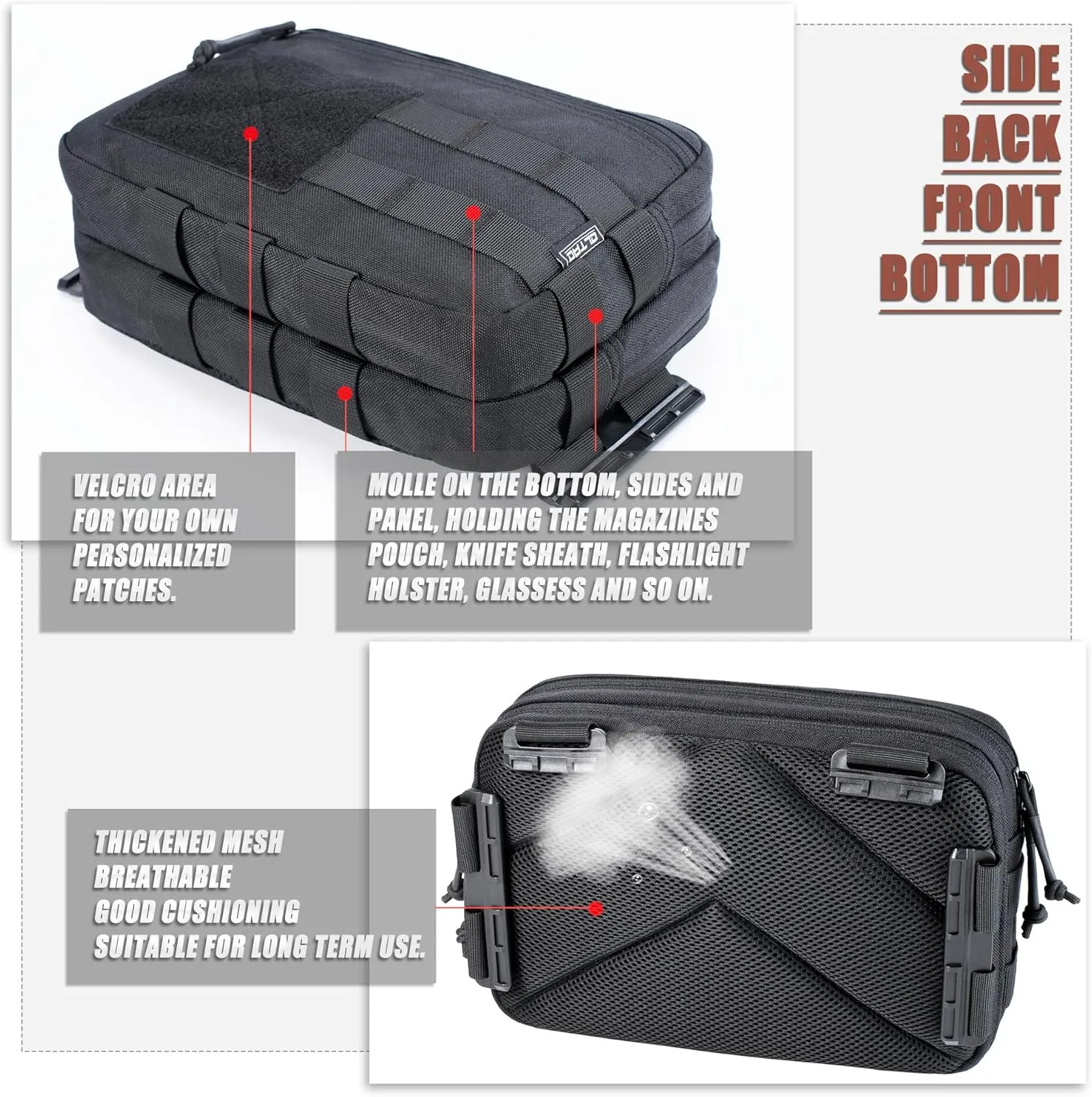 Tactical Chest Rig Bag Concealed Carry CCW Pack Molle Pouch IFAK EMT Medical Organizer for Outdoor Hunting Shooting Hiking with Quick Release Harness