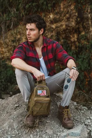 Tactical Military Sling Backpack Shoulder Bag Molle Outdoor Daypack Backpack with Adjustable Strap - Black Python
