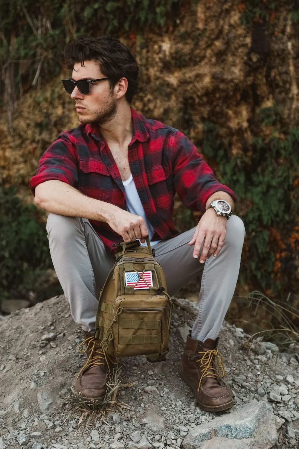 Tactical Military Sling Backpack Shoulder Bag Molle Outdoor Daypack Backpack with Adjustable Strap - Black Python