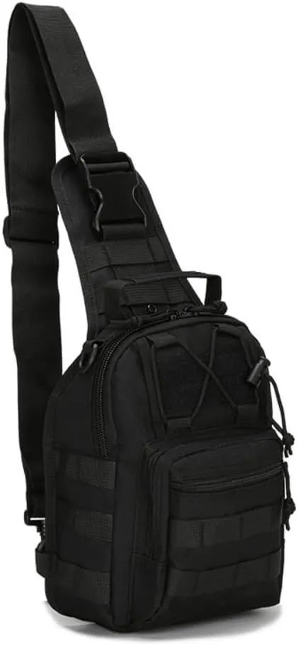 Tactical Sling Backpack, Military Shoulder Bag, Molle Crossbody Pack (Black)