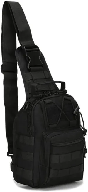 Tactical Sling Backpack, Military Shoulder Bag, Molle Crossbody Pack (Black)