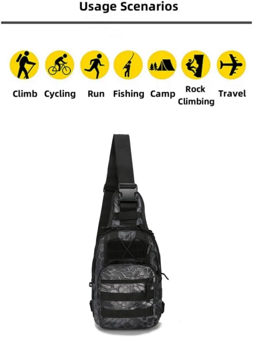 Tactical Sling Backpack, Military Shoulder Bag, Molle Crossbody Pack (Black)