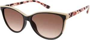 TAHARI Women's TH777 UV400 Protective Cat Eye Sunglasses. Elegant Gifts for Her, 55 mm, Black & Nude