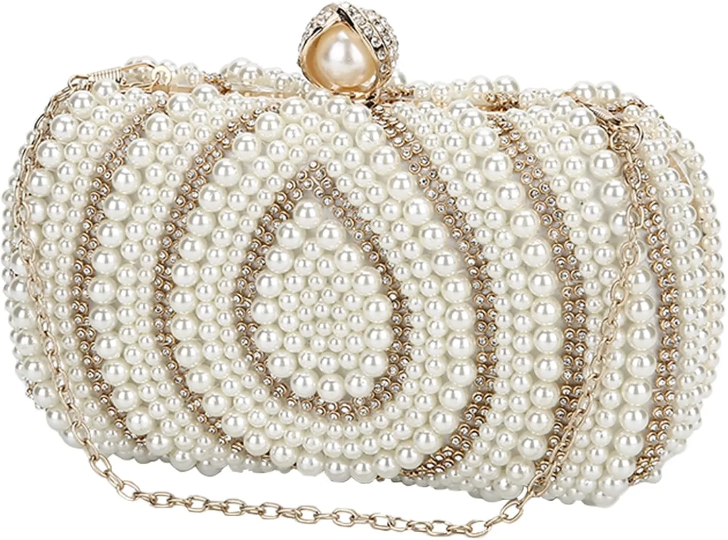 Tanpell Women's Pearl Beaded Evening Clutches Bags for Wedding Luxury Evening Purse Handbag for Party Prom