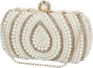 Tanpell Women's Pearl Beaded Evening Clutches Bags for Wedding Luxury Evening Purse Handbag for Party Prom