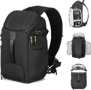 TARION Large Camera Sling Bag - DSLR Sling Pack Drone Camera Slingpack Backpack with Waterproof Rain Cover Crossbody Camera Bag Backpack Photography Slingpack for Hiking Travel Photography Black HX-S