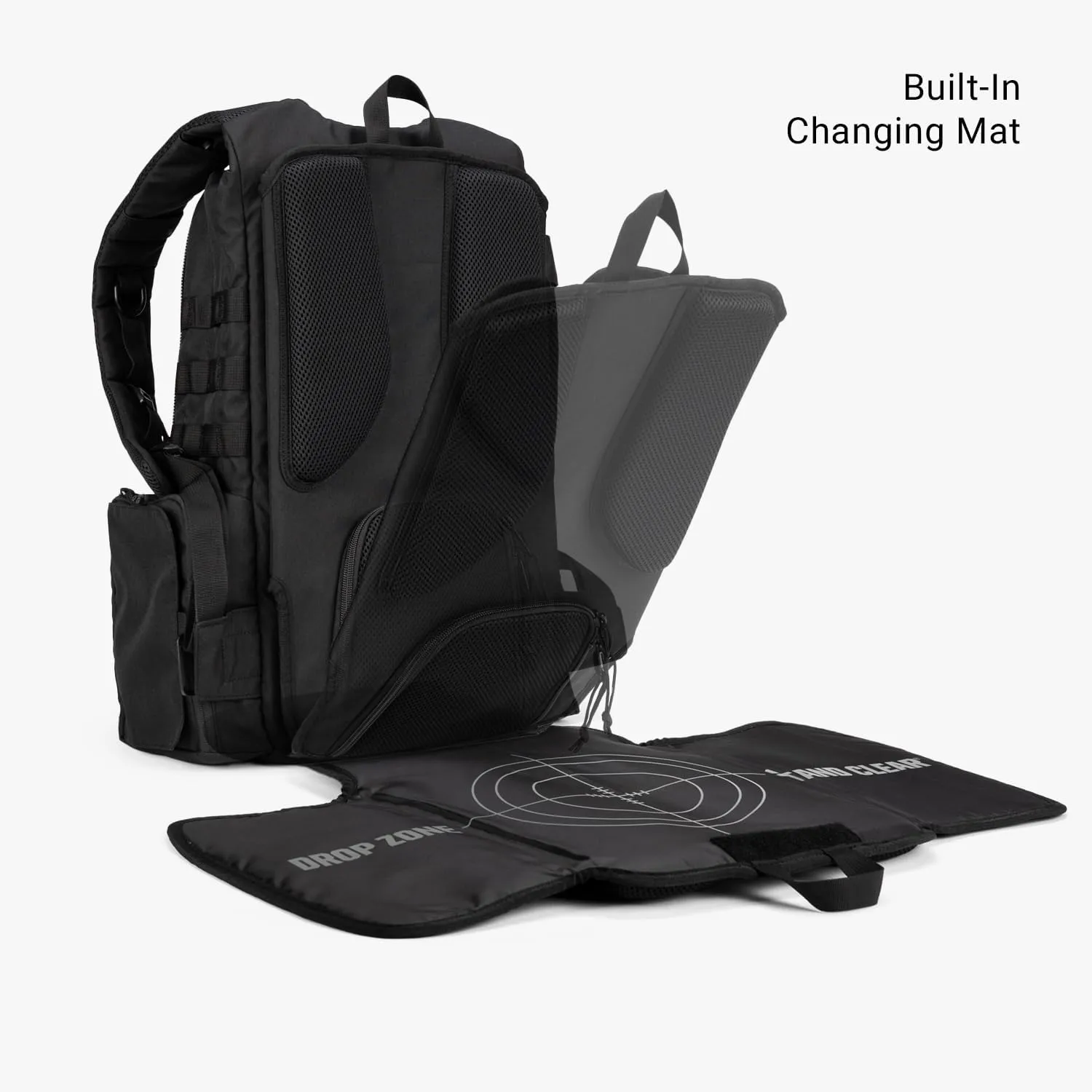 TBG - Mens Tactical Diaper Bag Backpack w/Built-in Changing Mat, Stroller Strap (Black 4th Gen)