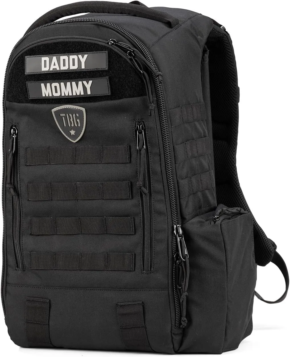 TBG - Mens Tactical Diaper Bag Backpack w/Built-in Changing Mat, Stroller Strap (Black 4th Gen)