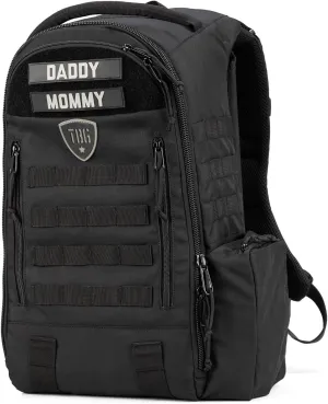 TBG - Mens Tactical Diaper Bag Backpack w/Built-in Changing Mat, Stroller Strap (Black 4th Gen)
