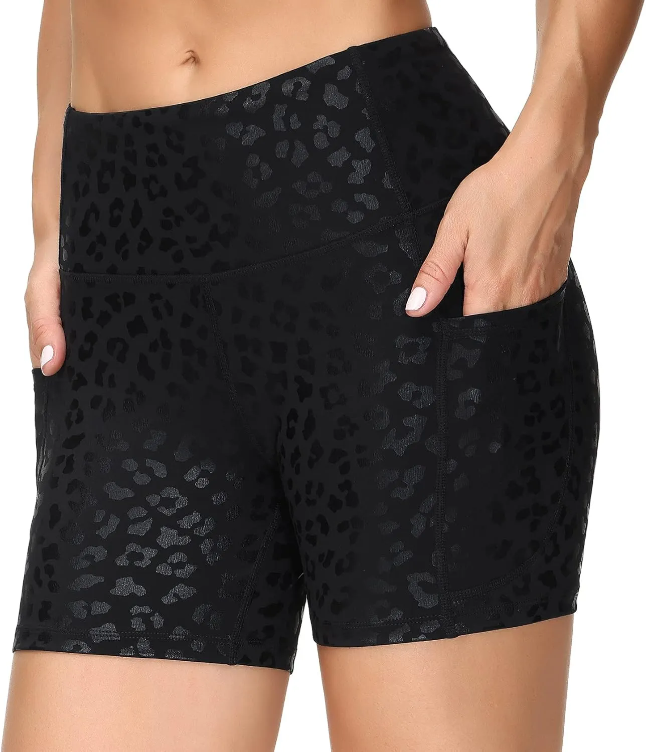 THE GYM PEOPLE Women's High Waist Workout Shorts Breathable Dolphin Split Elastic Lounge Yoga Shorts