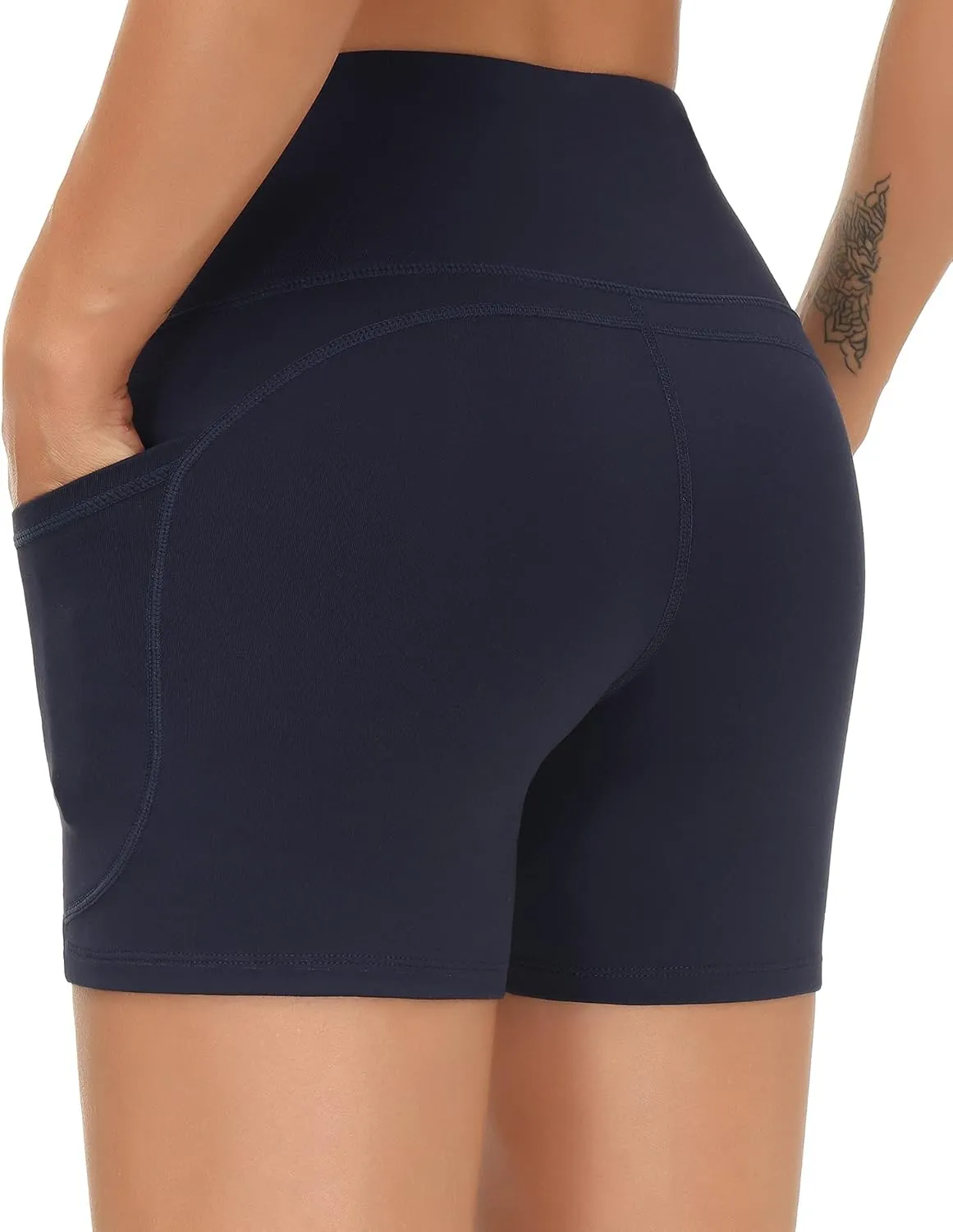 THE GYM PEOPLE Women's High Waist Workout Shorts Breathable Dolphin Split Elastic Lounge Yoga Shorts