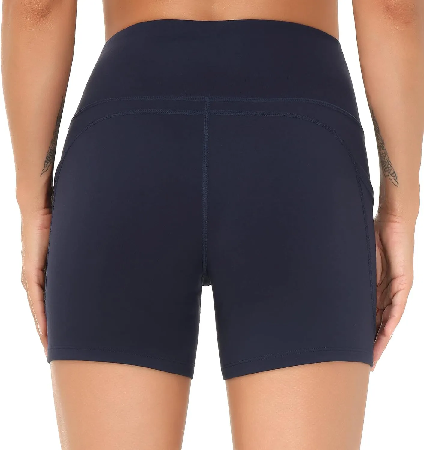 THE GYM PEOPLE Women's High Waist Workout Shorts Breathable Dolphin Split Elastic Lounge Yoga Shorts