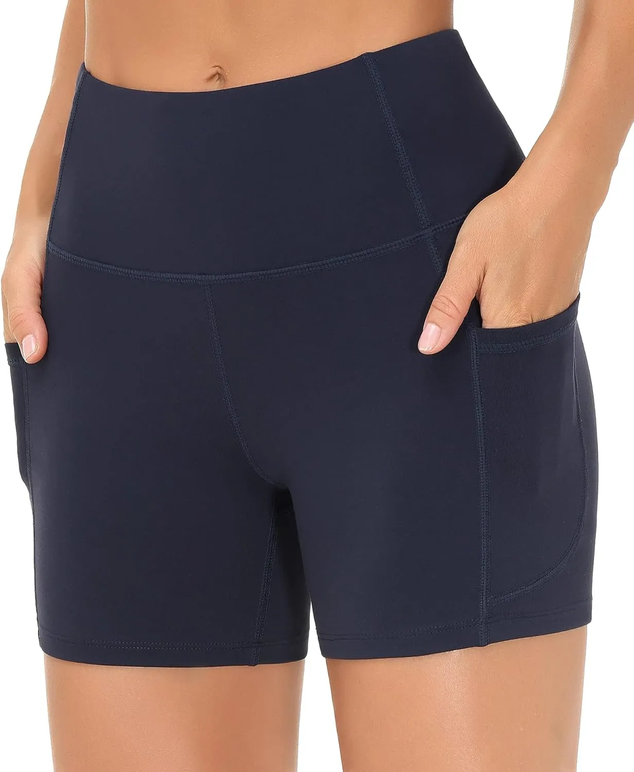 THE GYM PEOPLE Women's High Waist Workout Shorts Breathable Dolphin Split Elastic Lounge Yoga Shorts