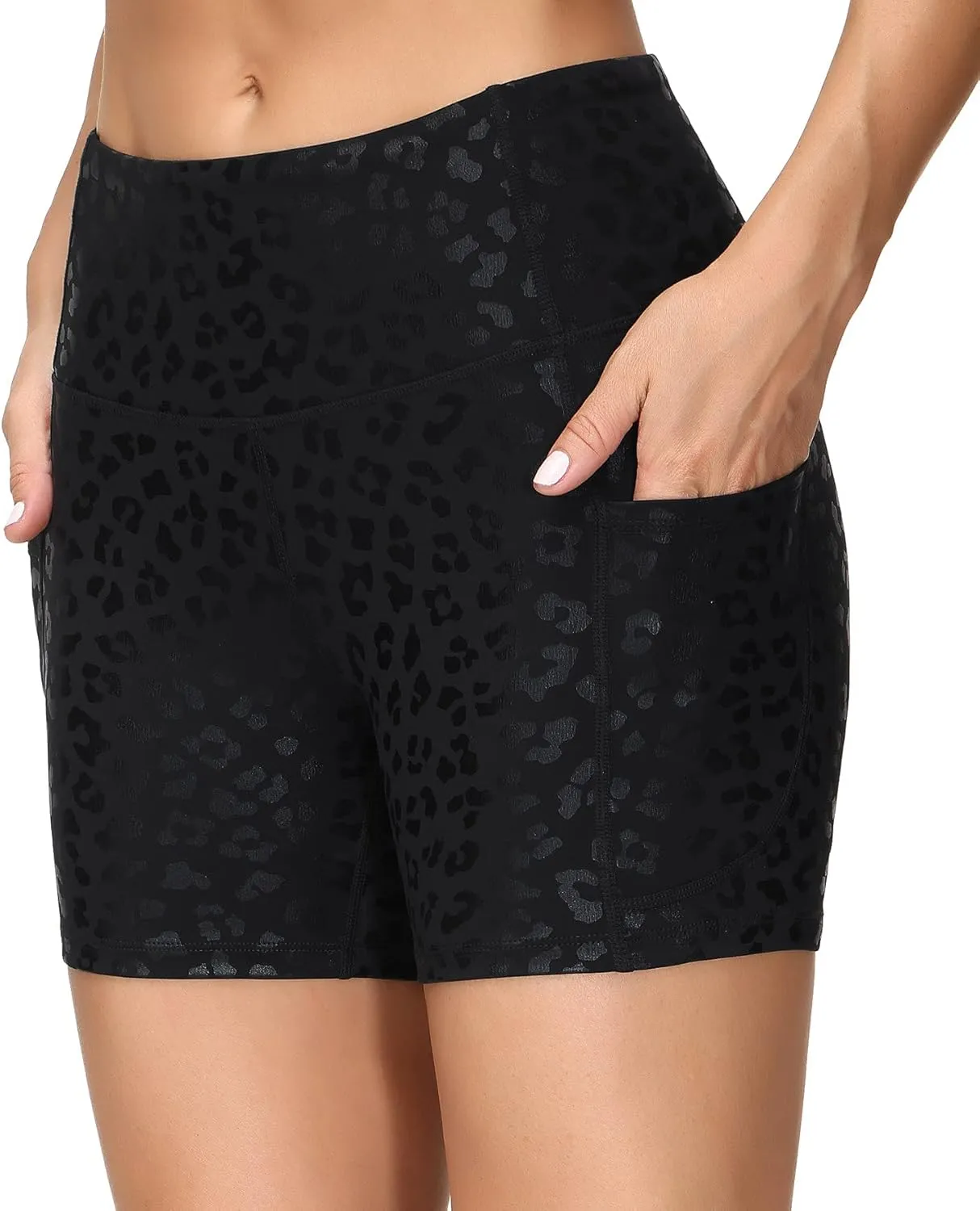 THE GYM PEOPLE Women's High Waist Workout Shorts Breathable Dolphin Split Elastic Lounge Yoga Shorts