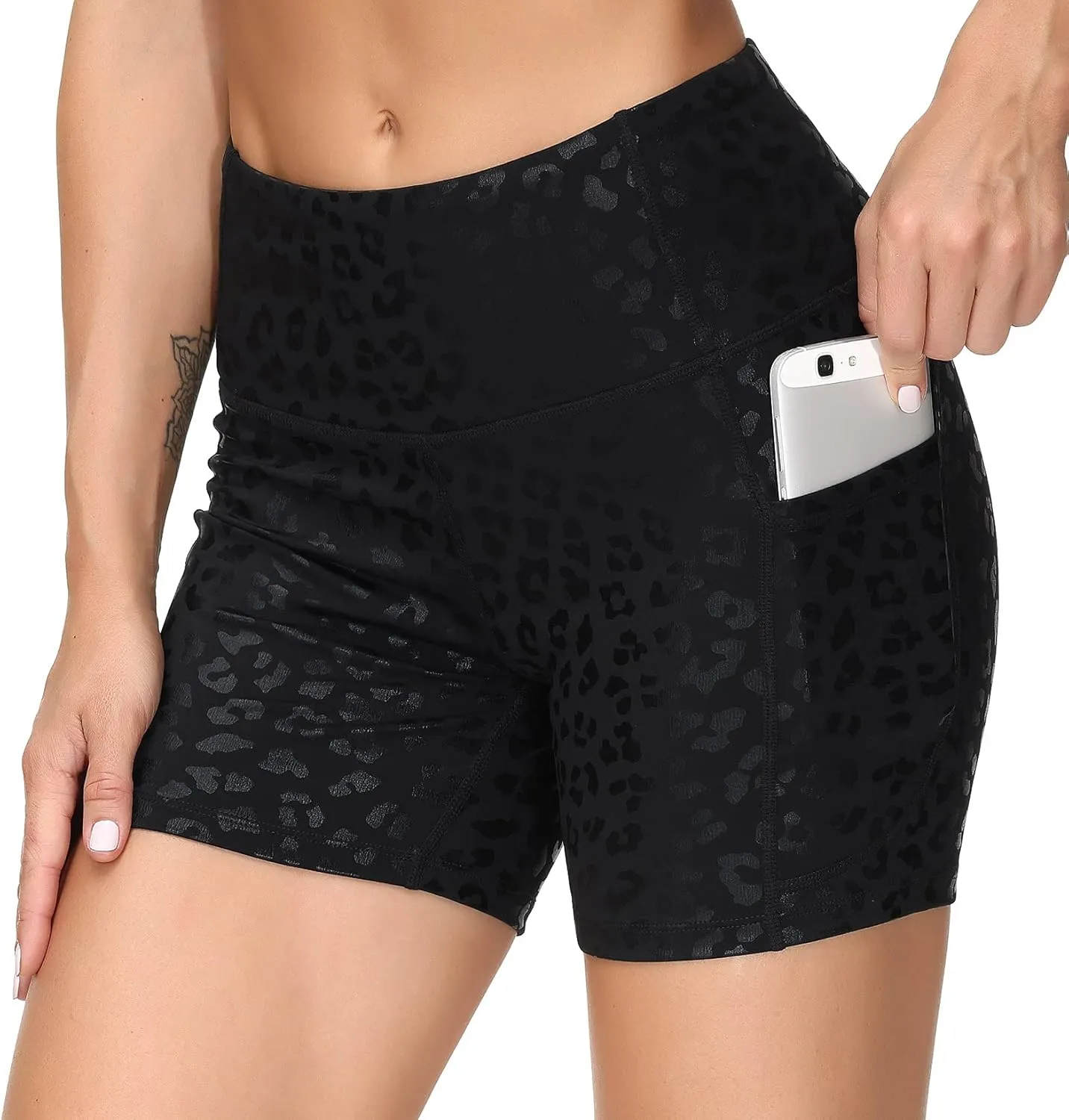 THE GYM PEOPLE Women's High Waist Workout Shorts Breathable Dolphin Split Elastic Lounge Yoga Shorts