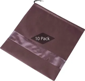 TINTON LIFE® Set of 10 Non-woven 19.7"x19.7" Drawstring Dust Cover Bag with Visual Window for Handbags Purses Shoes(Coffee)
