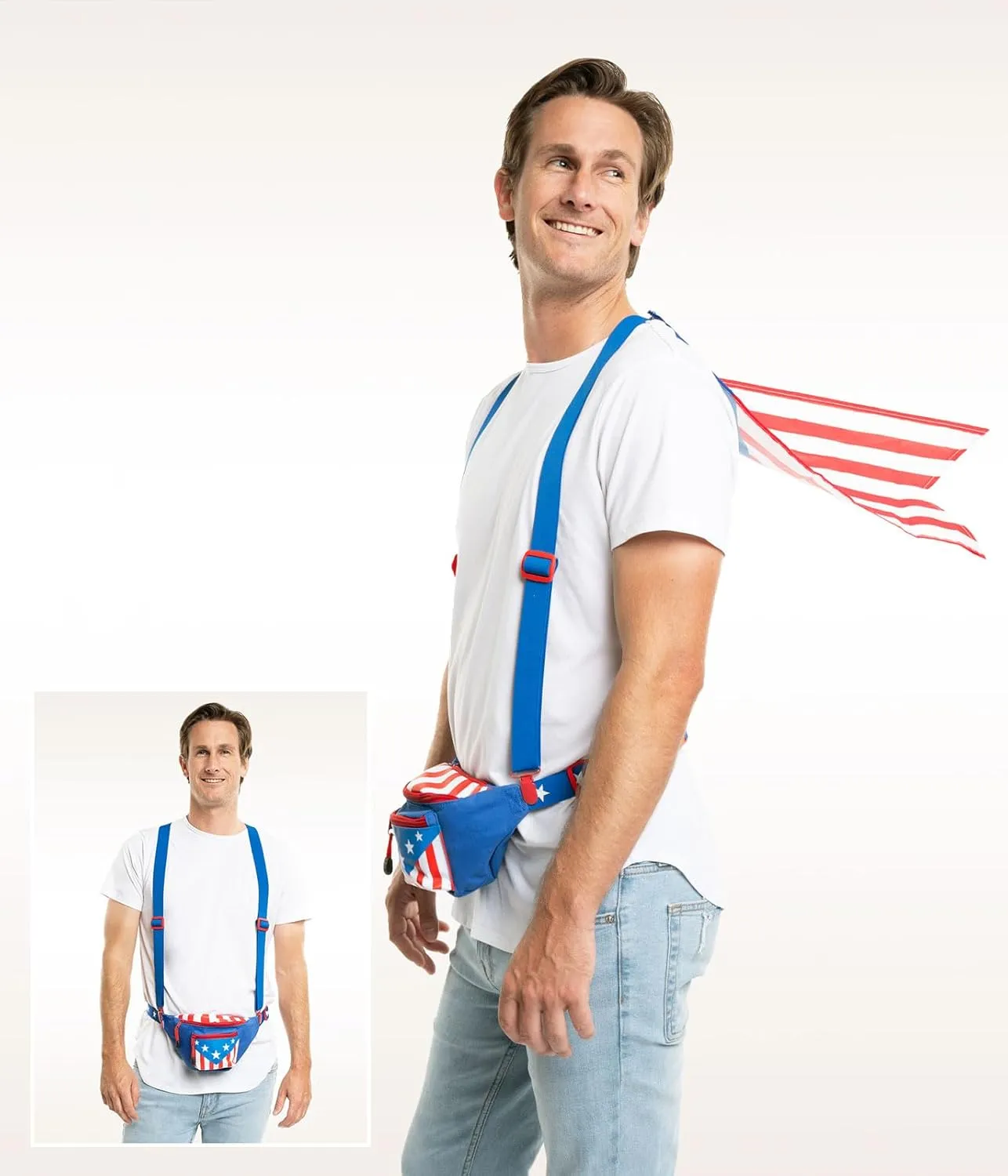 Tipsy Elves American Flag Fanny Packs with Drink Holder - USA Fanny Pack for 4th of July BBQ, Pool Party and Events