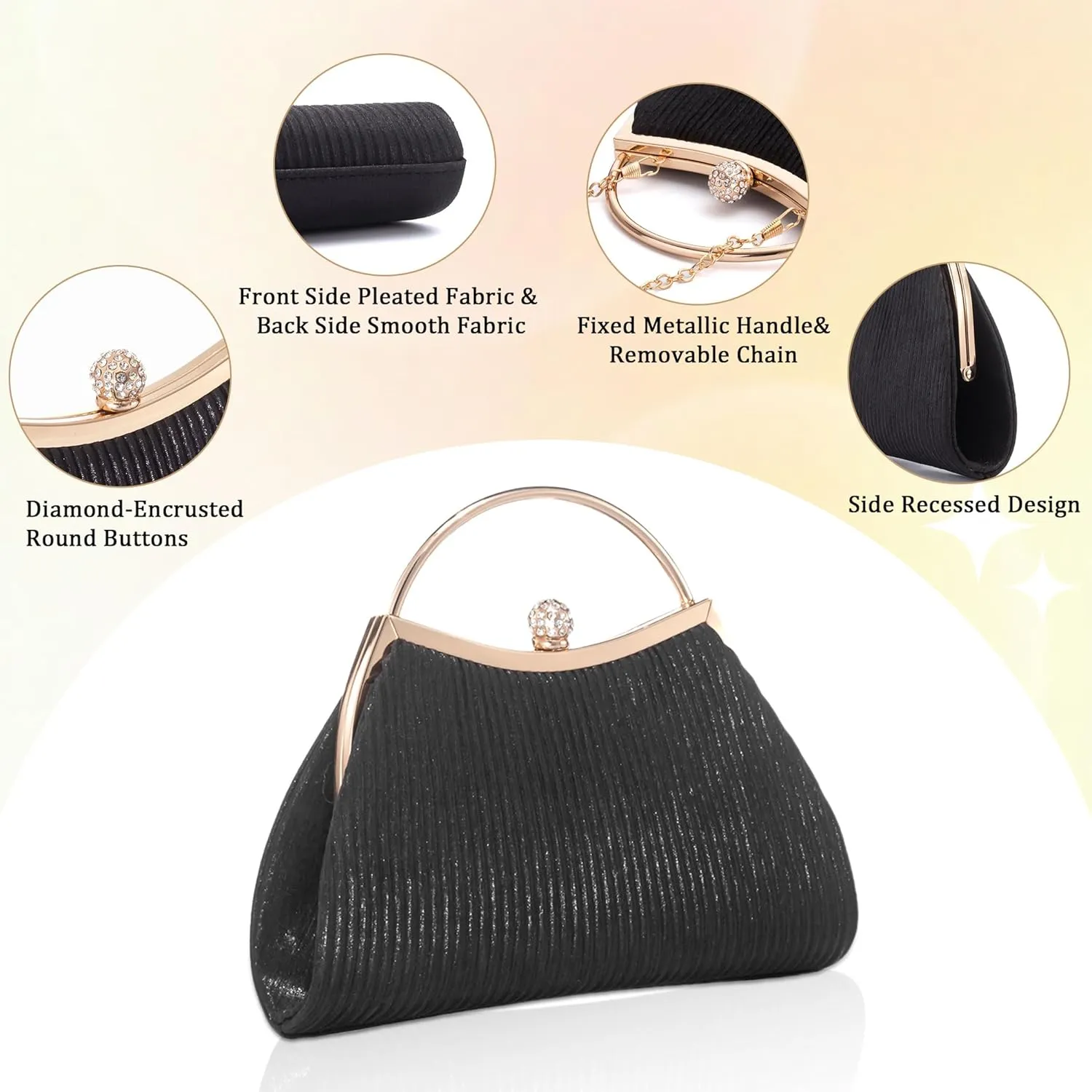 Tmore Evening Purses for Women Sparkly Handbags with Chain Womens Evening Bag for Wedding Party Prom