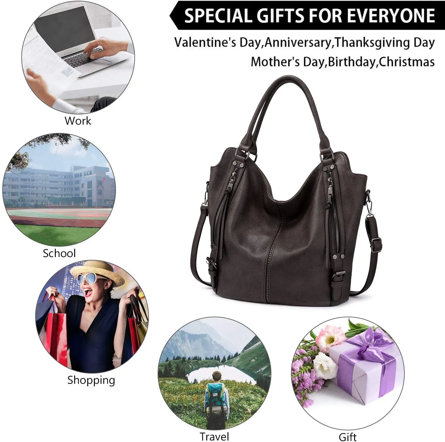 Tote Bag for Women PU Leather Shoulder Bags Fashion Hobo Bags Large Purse and Handbags with Adjustable Shoulder Strap