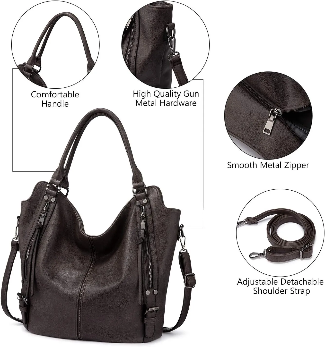 Tote Bag for Women PU Leather Shoulder Bags Fashion Hobo Bags Large Purse and Handbags with Adjustable Shoulder Strap