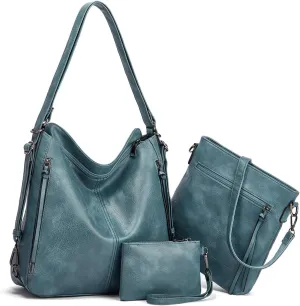 Tote Handbags for Women Convertible Backpack Purses PU Leather Hobo Bags Crossbody Shoulder Bag Satchel Purse Set 3pcs