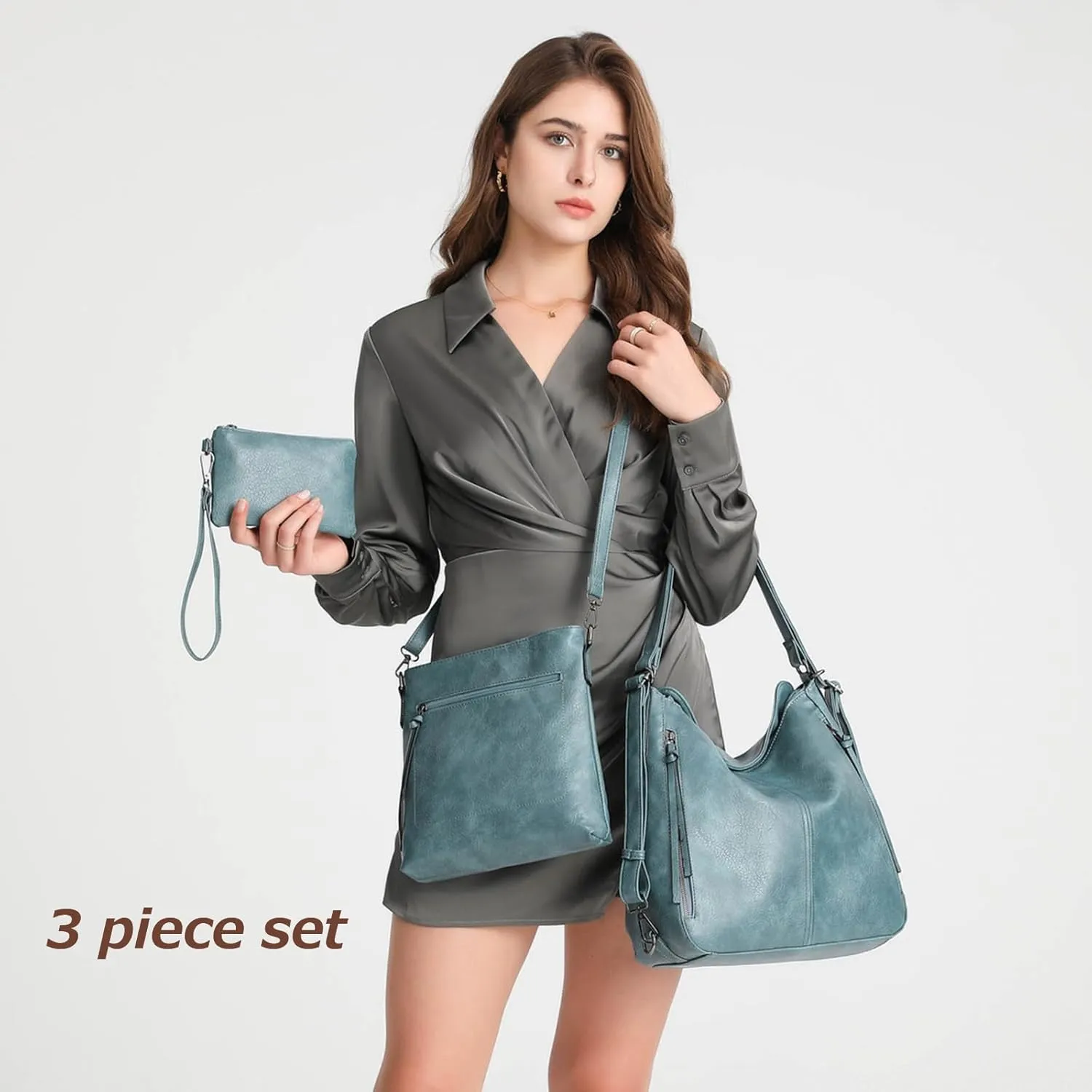 Tote Handbags for Women Convertible Backpack Purses PU Leather Hobo Bags Crossbody Shoulder Bag Satchel Purse Set 3pcs