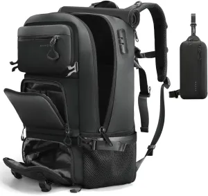 Travel backpack Carry-on Travel Backpack For Women Men Flight Approved Business Weekender Overnight Waterproof Daypack (Black)