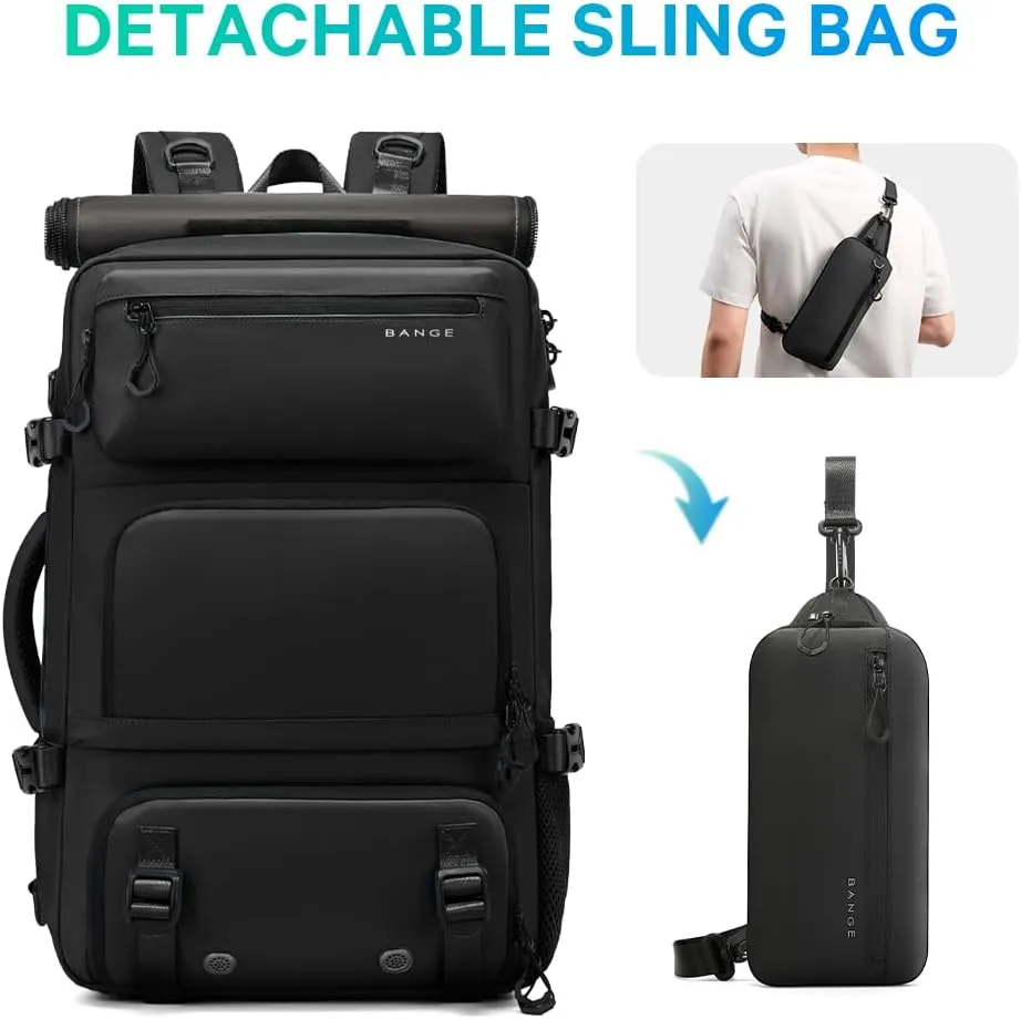 Travel backpack Carry-on Travel Backpack For Women Men Flight Approved Business Weekender Overnight Waterproof Daypack (Black)
