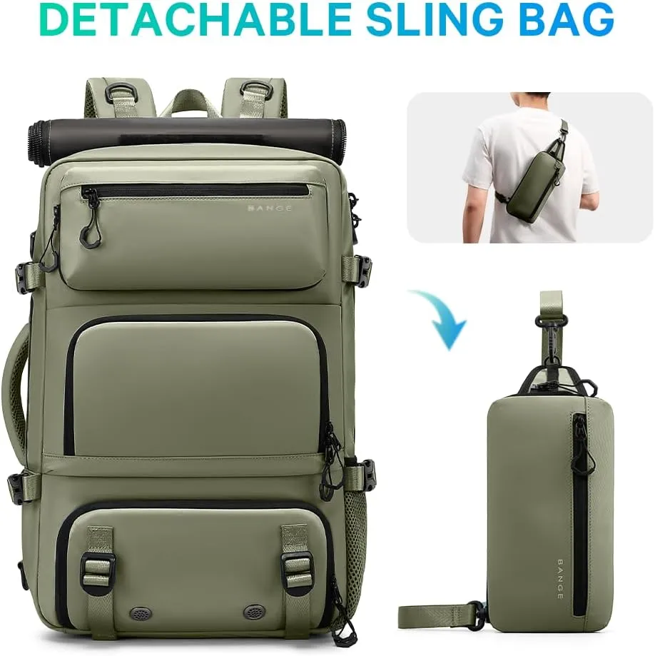 Travel backpack Carry-on Travel Backpack For Women Men Flight Approved Business Weekender Overnight Waterproof Daypack (Green)