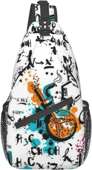 Travel Hiking Daypack Fashion Chest Bag Education Chemistry Pattern Crossbody Backpack Sling Bag Chest Daypack For Men Women