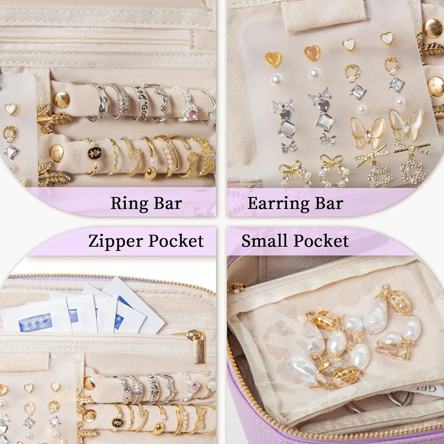 Travel Jewelry Box with 12 Pouches, Leather Jewelry Organizer Case for Women Girl for Necklace Earring Bracelet Ring, Jewelry Holder Organizer Box,Wedding Birthday Gift Idea