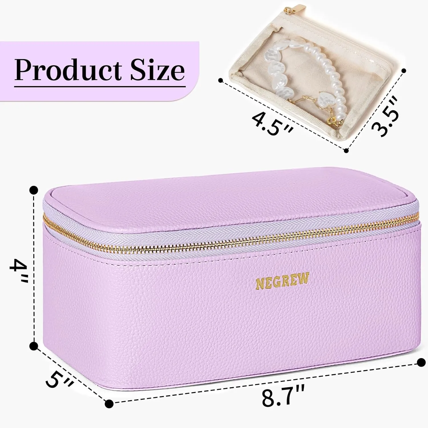 Travel Jewelry Box with 12 Pouches, Leather Jewelry Organizer Case for Women Girl for Necklace Earring Bracelet Ring, Jewelry Holder Organizer Box,Wedding Birthday Gift Idea