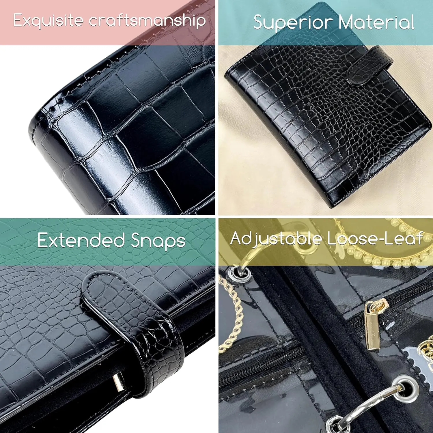 Travel Jewelry Organizer Case,Small Jewelry Bags Jewelry Storage Book Ring Binder with Clear Zipper Velvet Pouch for Traveling