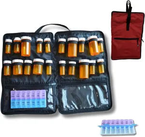 Travel Medicine Bag – Medicine Travel Bag & Organizer – Secure Bag for Medicine Travel with Lockable Zippers – Spacious Medicine Storage Bag for Prescriptions, Pills, and Medical Supplies - Red