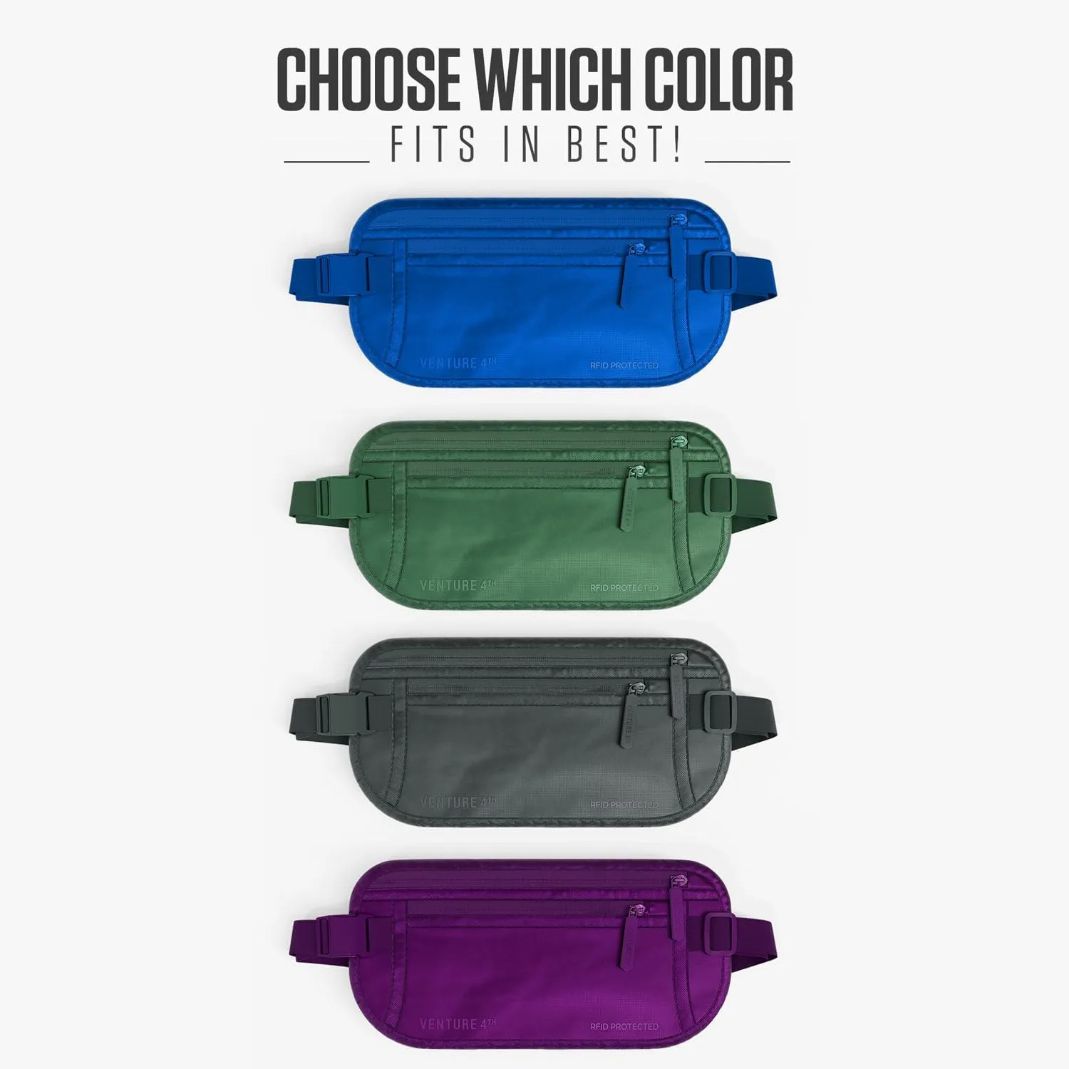 Travel Money Belt, RFID Blocking for Men & Women - Ideal for Keeping Your Cash, Credit Card, Passport, Phone Safe When Traveling (Sleek Blue)